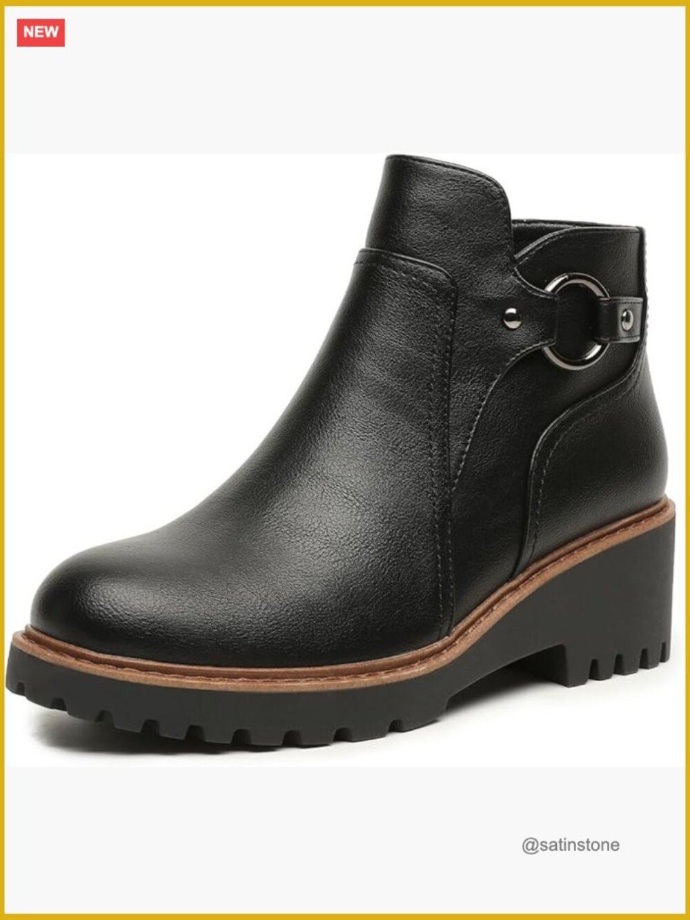Ankle Boots Chunky Low Heel Short Booties Round Toe Fall Boots with Side Zipper
